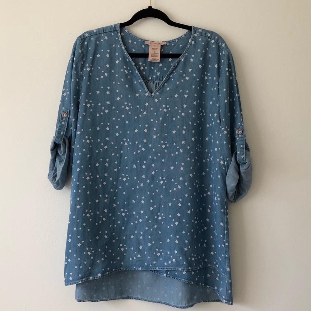 Philosophy Star Print Chambray Top